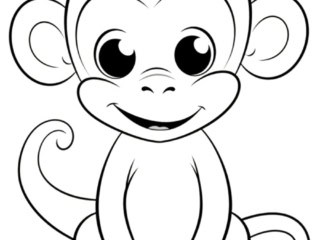coloriage kawaii singe