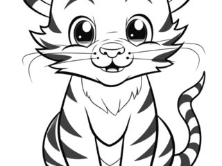 coloriage kawaii tigre