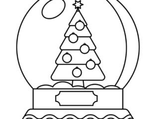 coloriage boule à neige avec sapin