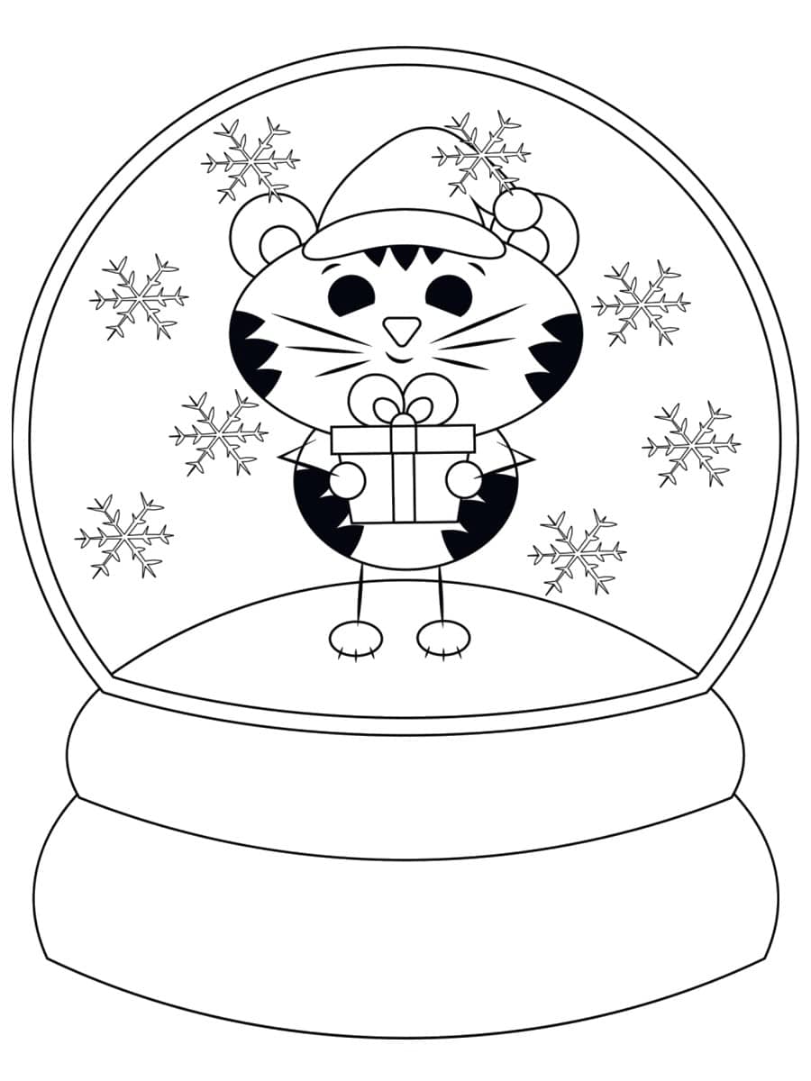coloriage boule à neige chat