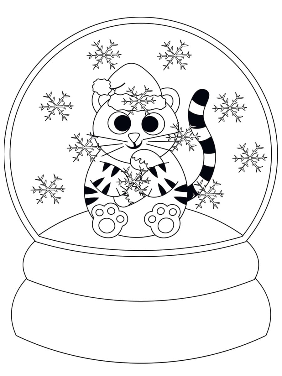 coloriage boule à neige chat