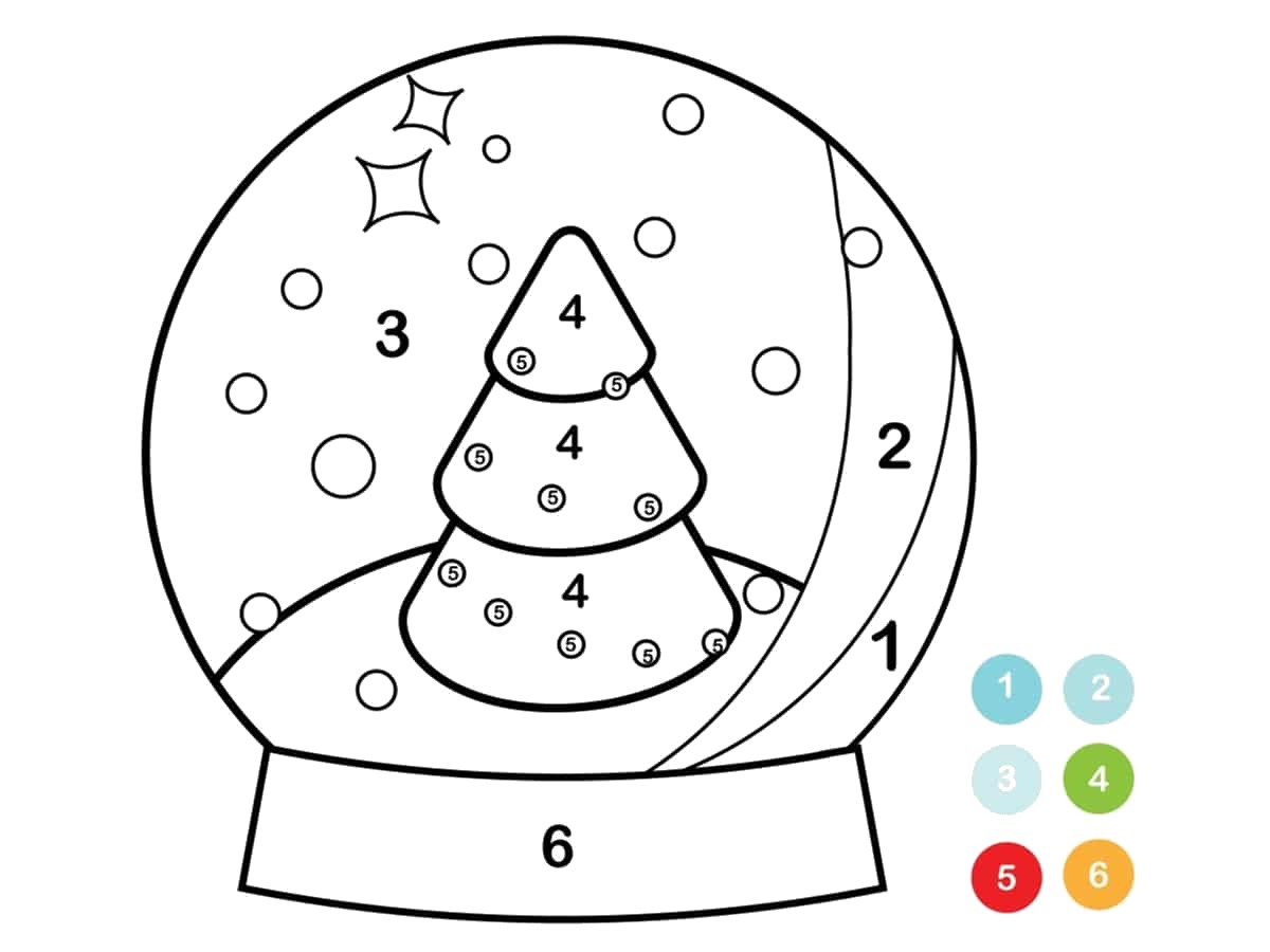 coloriage boule à neige par numéro