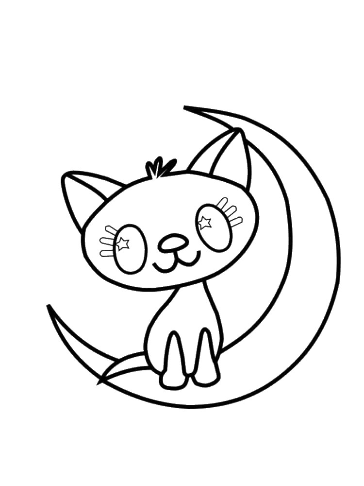 coloriage chat lune