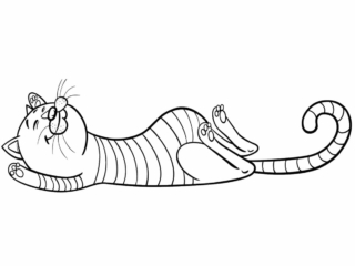 coloriage chat qui s&#039;étire