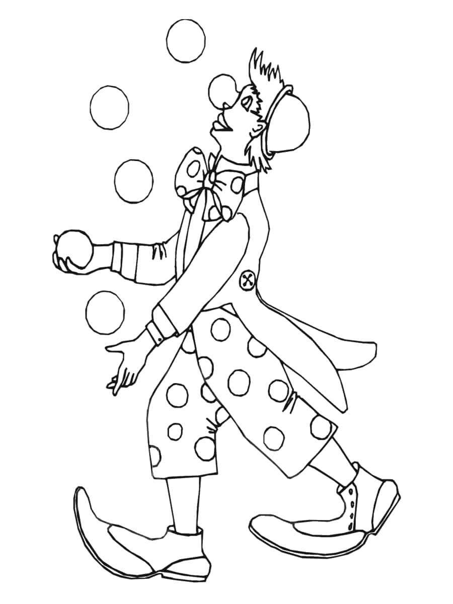coloriage clown jongleur