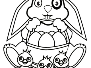 coloriage lapin de p&acirc;ques facile