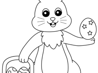 coloriage lapin de p&acirc;ques avec panier