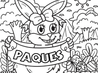 coloriage lapin de p&acirc;ques