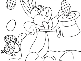 coloriage lapin de p&acirc;ques oeuf chapeau