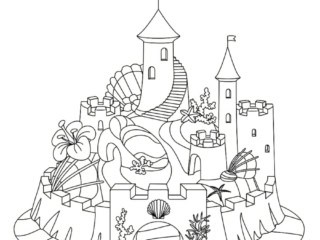 château de sable à colorier