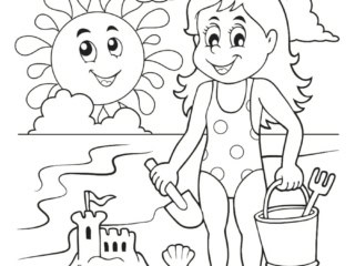 coloriage plage château de sable