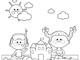 dessin enfants château de sable