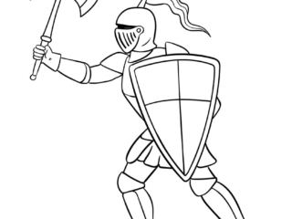 coloriage chevalier hache