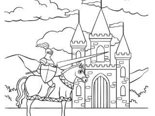 coloriage chevalier château
