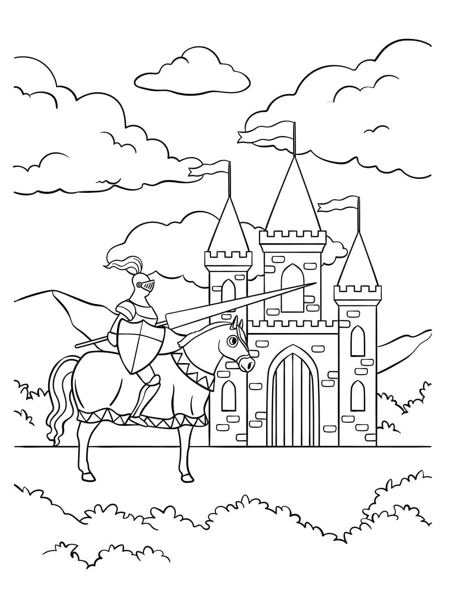 coloriage chevalier château