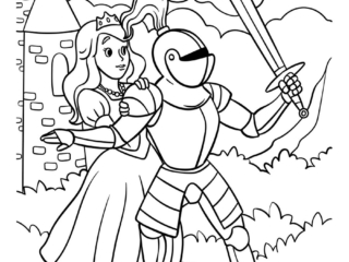 coloriage chevalier et princesse