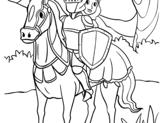 coloriage chevalier à cheval