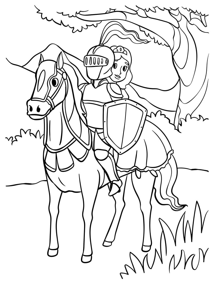 coloriage chevalier à cheval
