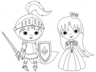 coloriage chevalier et princesse