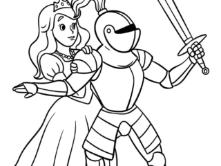 coloriage chevalier princesse