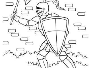coloriage chevalier avec hache