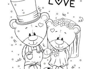 coloriage mariage oursons