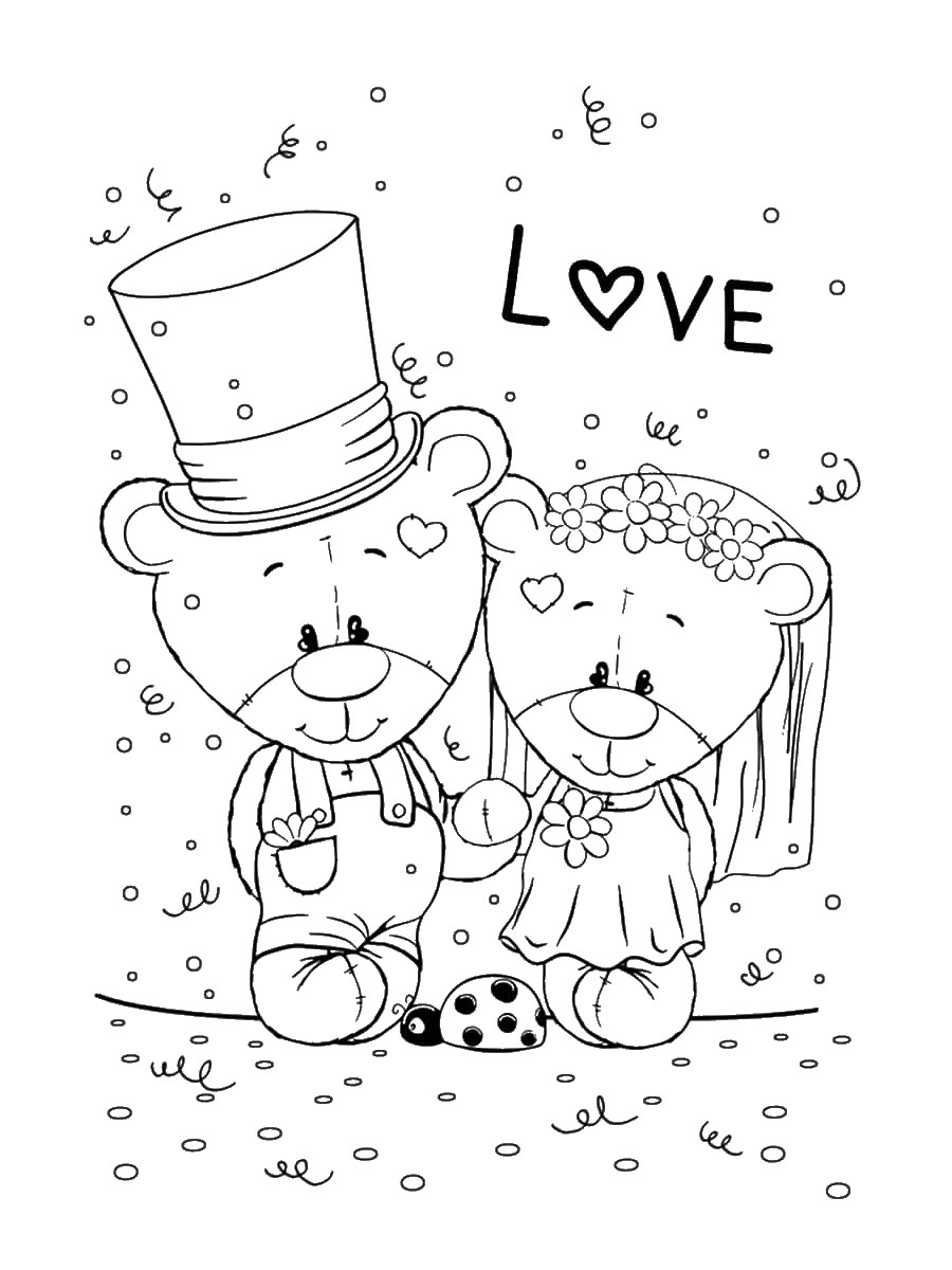 coloriage mariage oursons
