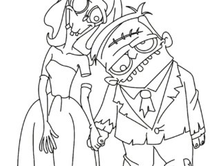 coloriage zombie mariage