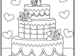 coloriage gâteau de mariage