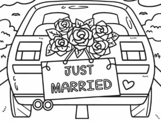 coloriage just married