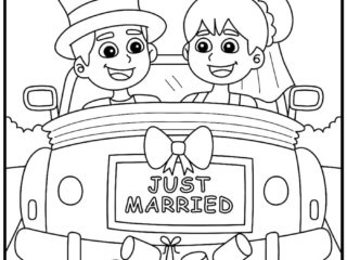 coloriage just married