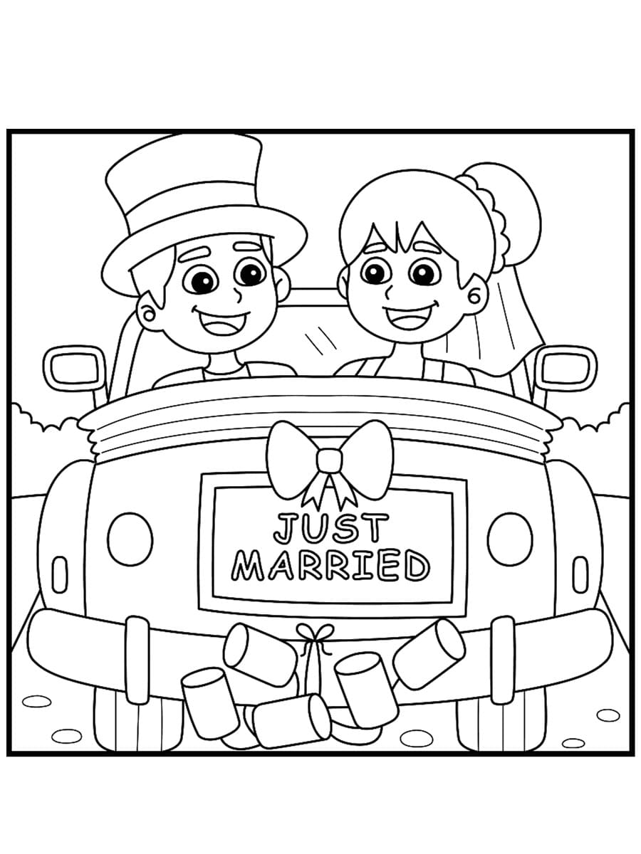 coloriage just married