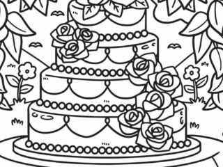 coloriage gâteau mariage