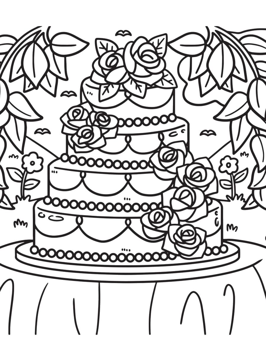 coloriage gâteau mariage
