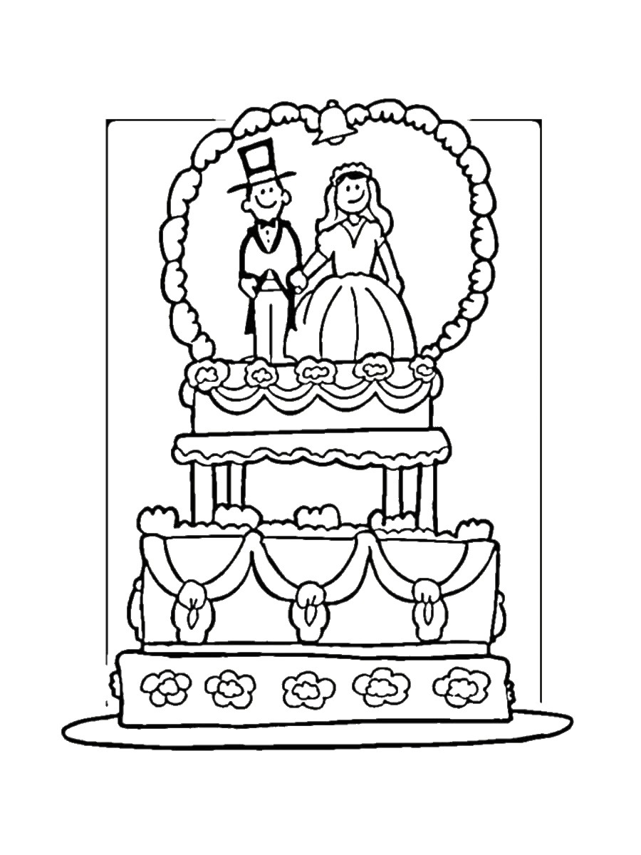 coloriage gâteau de mariage