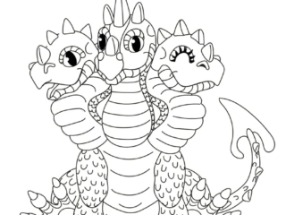 coloriage dragon à trois têtes