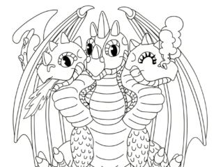 coloriage dragon à trois têtes