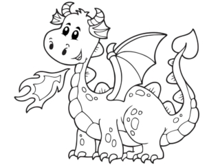 coloriage dragon qui crache du feu