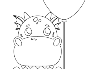 coloriage dragon et ballon