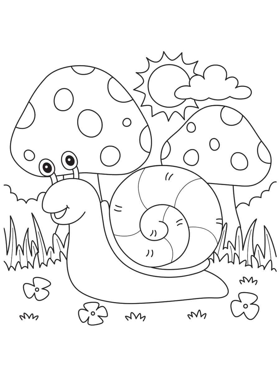 coloriage champignon et escargot