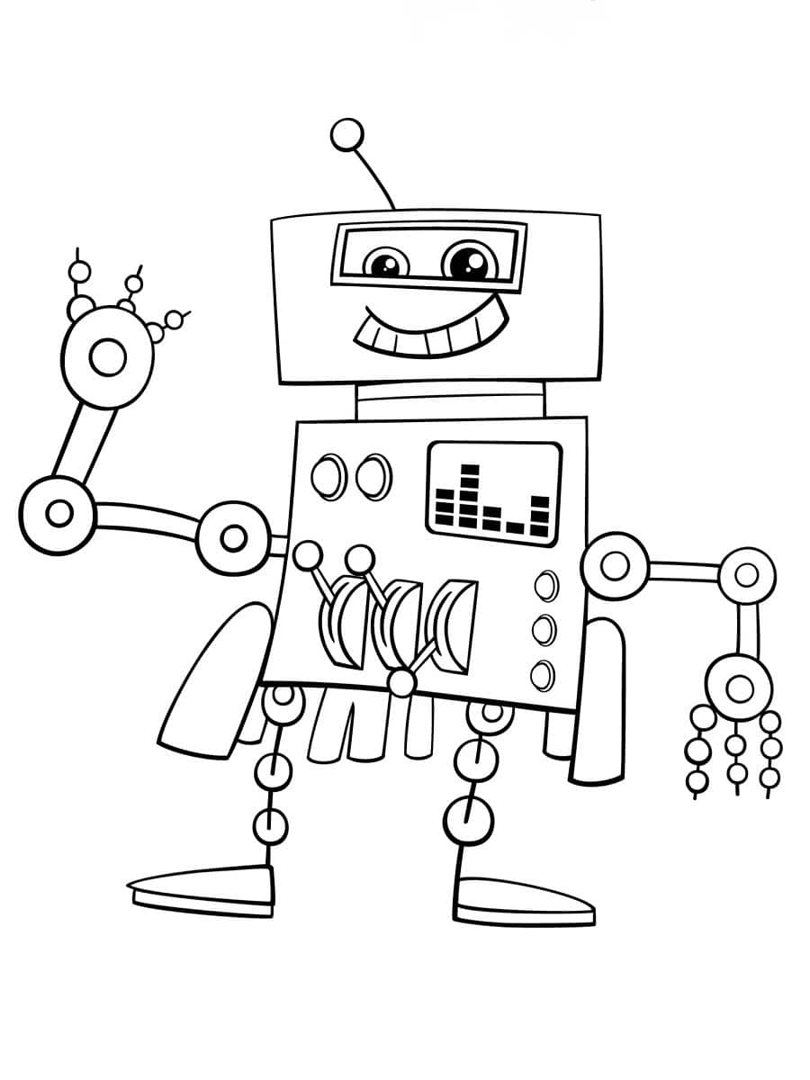 coloriage robot souriant