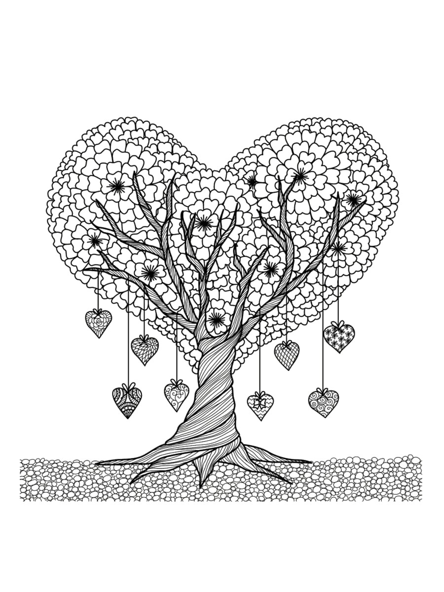 coloriage arbre coeur