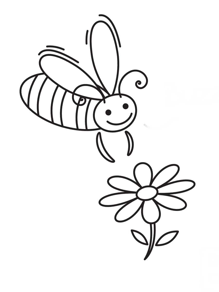 coloriage fleur abeille