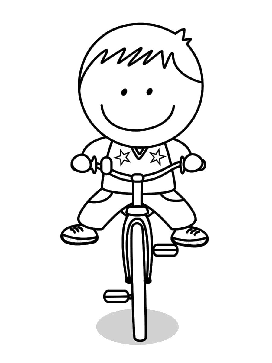 dessin garçon sur vélo