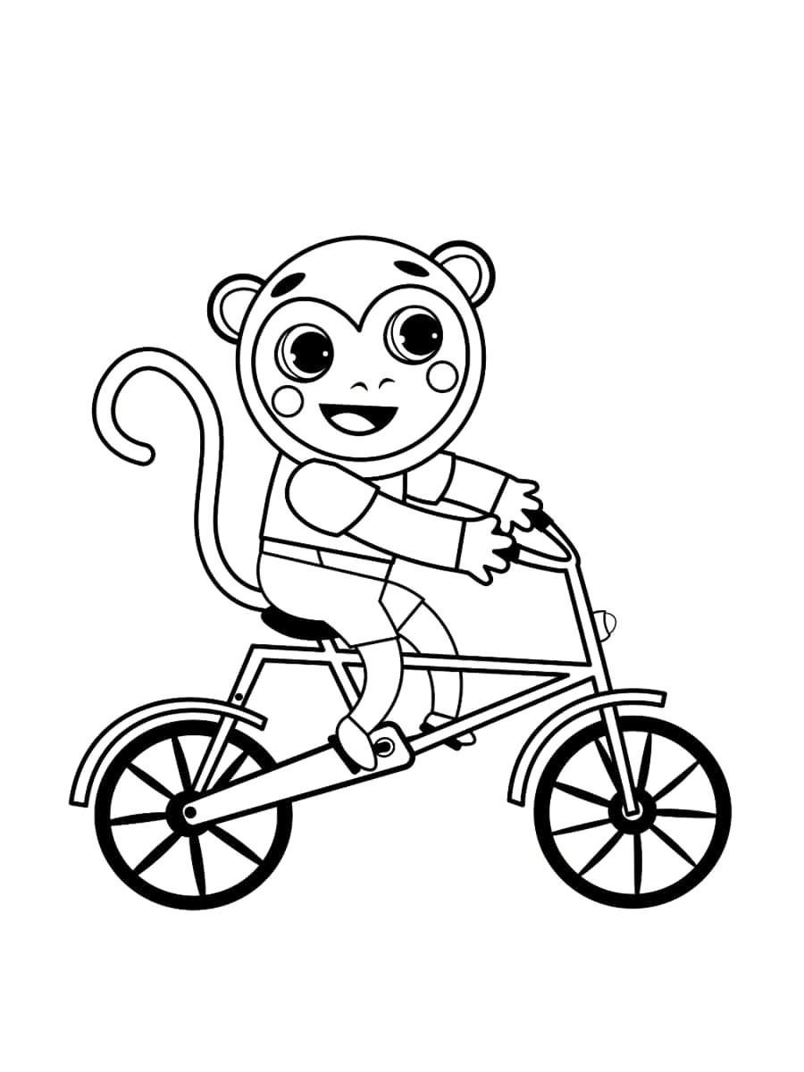 dessin singe sur vélo