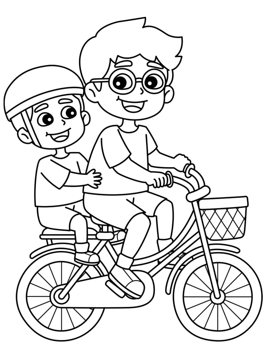 coloriage enfants vélo