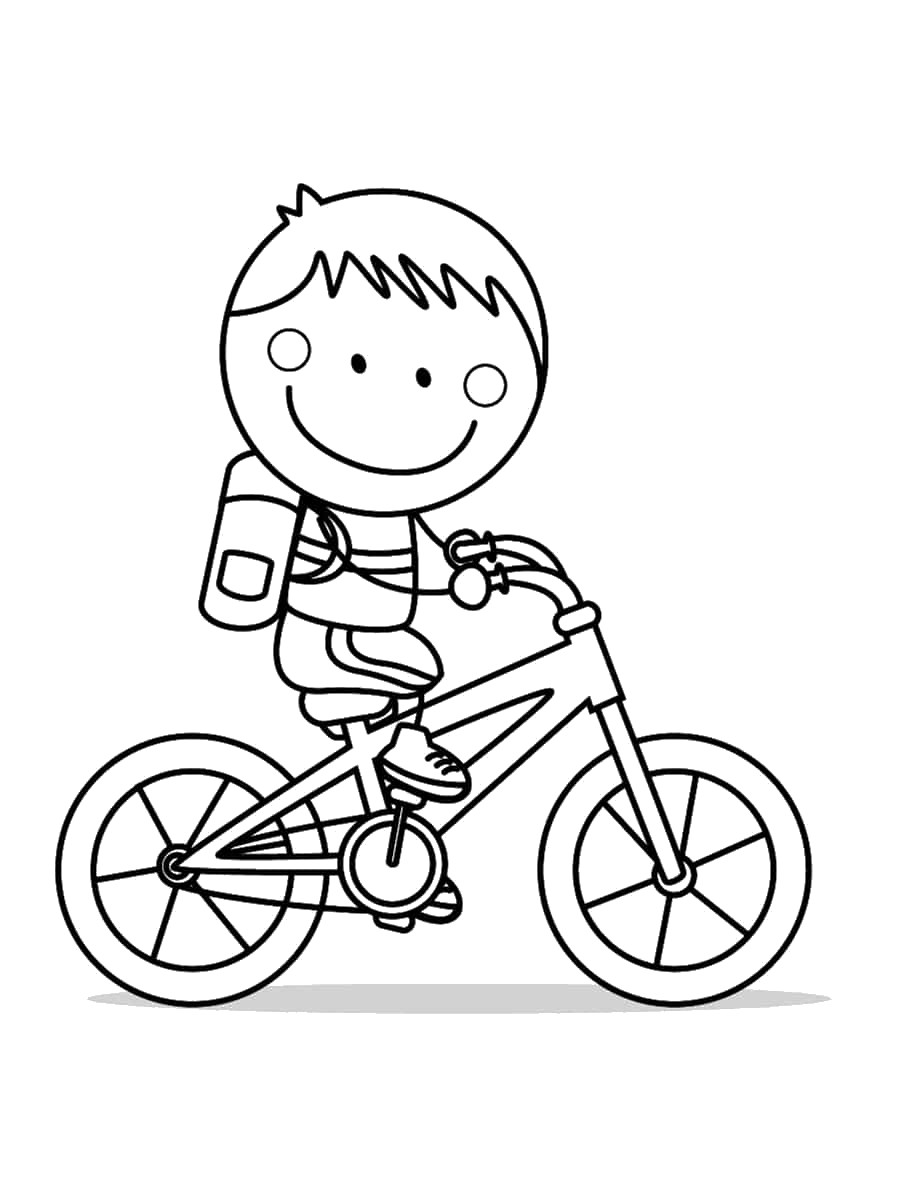 dessin garçon sur vélo
