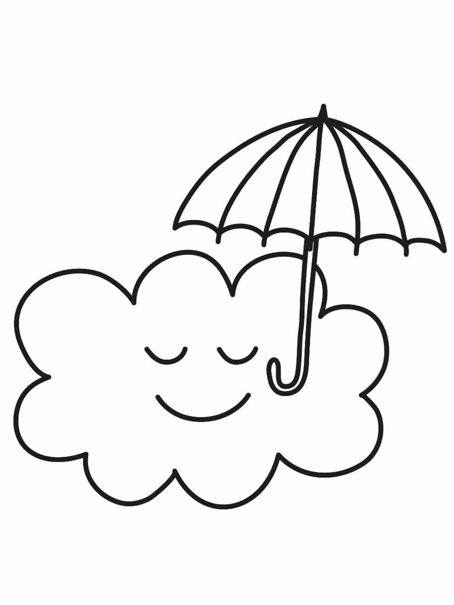 coloriage nuage parapluie