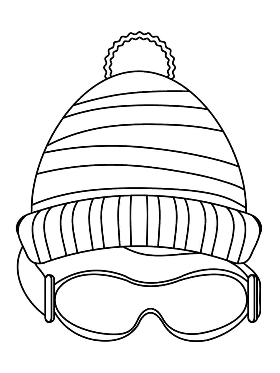 coloriage bonnet et lunettes de ski