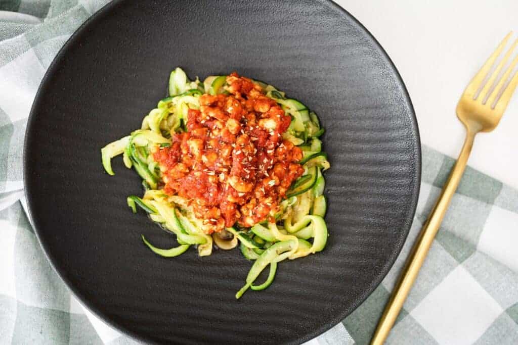 spaghetti de courgettes à la bolognaise